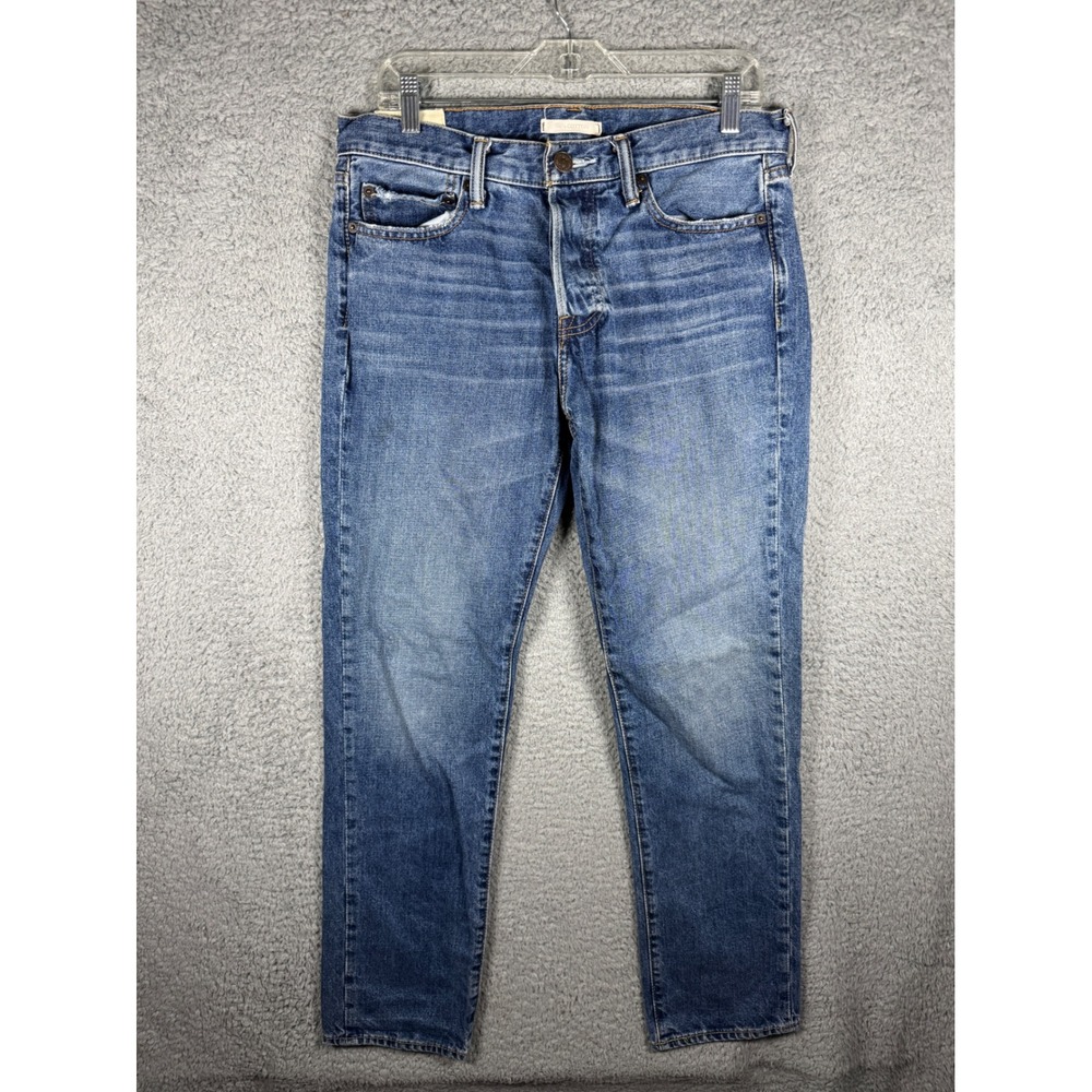 Abercrombie & Fitch Mens Slim Straight Jeans 34x32 Blue Cotton Button Fly Denim